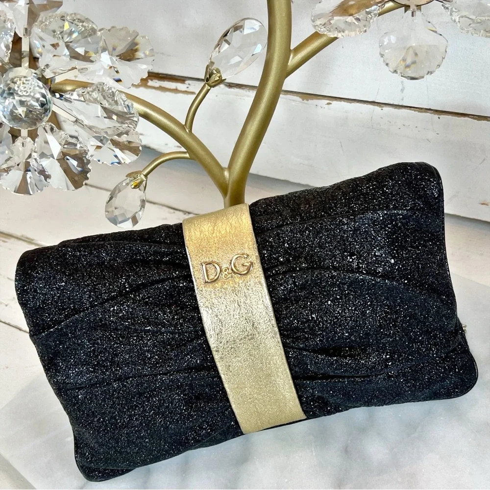Dolce & Gabbana “Fannie” Leather Envelope Clutch w/ Chain Strap